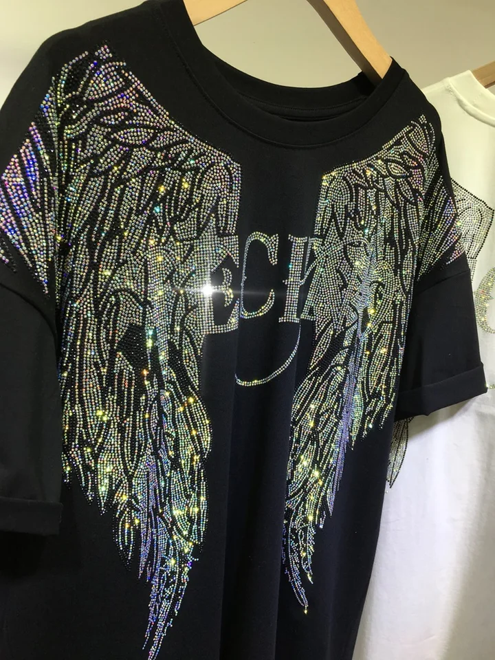 トップス TORNADO MART rhinestone wing design tee トップス TORNADO