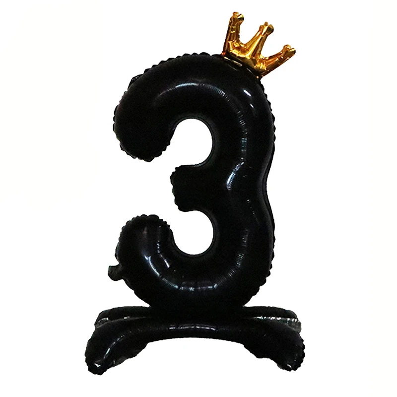 1pc riesige schwarze Folien ballons Nummer 0-9 Helium ballon mit Goldkrone Geburtstags ballon Party begünstigt Baby Erwachsene Geburts party sup – Detail 11