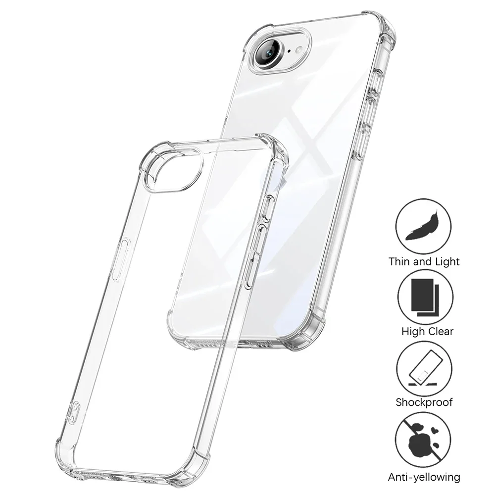 Luxury Shockproof Silicone Soft Case with Thin Clear Back - Transparent Shell Coque