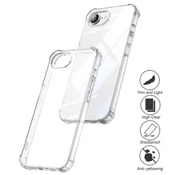 Luxury Shockproof Silicone Soft Case with Thin Clear Back - Transparent Shell Coque for iPhone 17 e (Clear)
