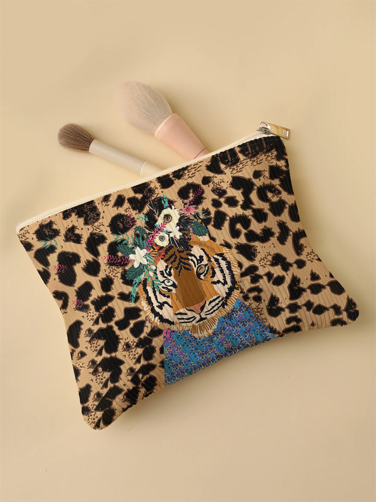 Corduroy Travel Cosmetic Bag Portable Makeup Storage Bag Purses Women Large Capacity Zipper Make Up Organizer Storage Clutch