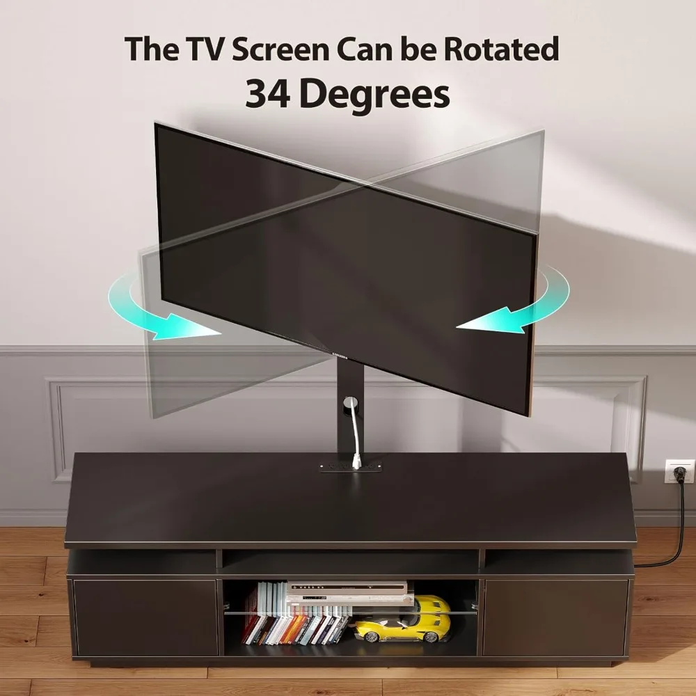 Modern 51.2" TV Stand with Mount and Power Outlet - Adjustable Swivel TV Stand for 32-70 Inch TVs 3