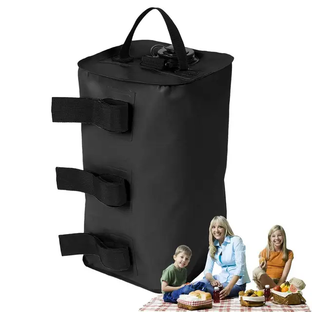 Borsa Per Pesi Per Tenda Da Campeggio | Doppia Cucitura, Resistente - Nero, Taglia Large 45 Cm
