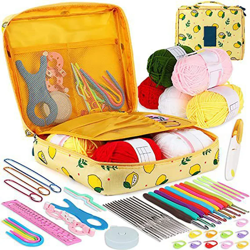 

58pcs/set Novice Crochet Kits For Beginners and Multi-color Storage Kits For Portable Hand DIY Knitting Tools Crochet Set