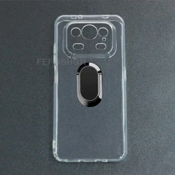 Durable Back Ring Holder Phone Case with TPU Soft Silicone Protection for Armor 25T 4G (Clear Tpu A Black)