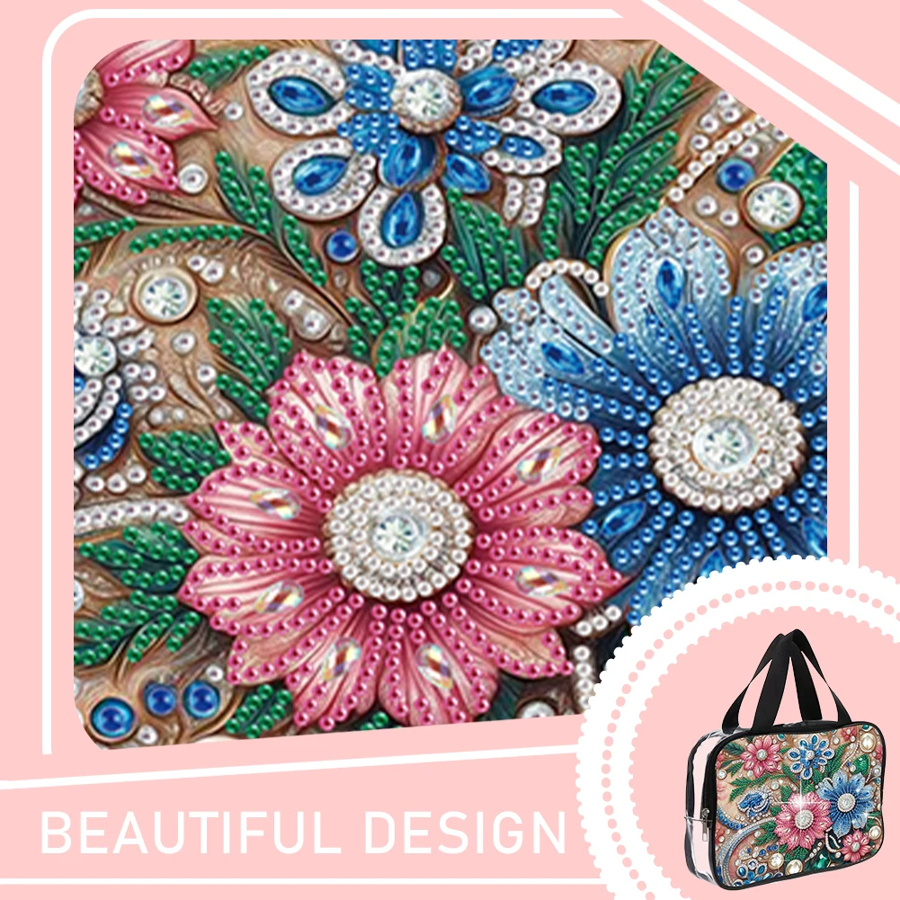 1pc DIY Diamond Painting Kit Portable Travel Bag with Zipper colorful diamond art handbag for Women Carry Daily Use Travel