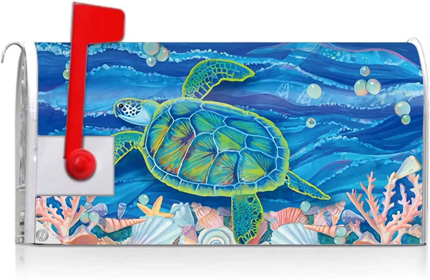 Sea Turtle Shells Mailbox Covers Magnetic Waterproof Post Letter Box Cover for Outdoor Garden Yard Decoration Large