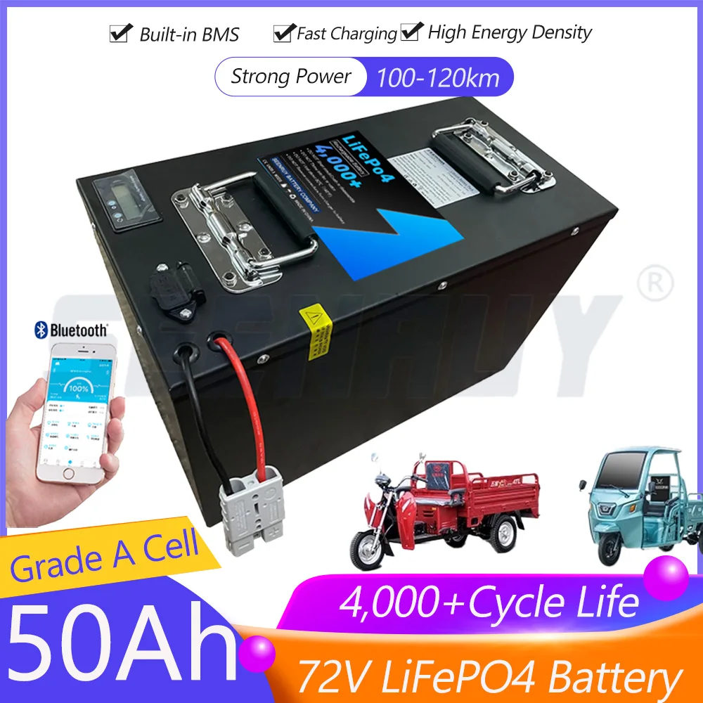 72V 50Ah Lithium Iron LiFePo4 Battery Bluetooth BMS APP for 5000W Electric Motorcycle Forklift Crane Truck +Charger - AliExpress 