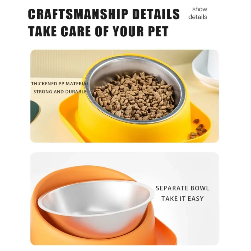 Title 10, Cat Bowl Non-Slip Dog Bowl 45°Neck Protector Ca...