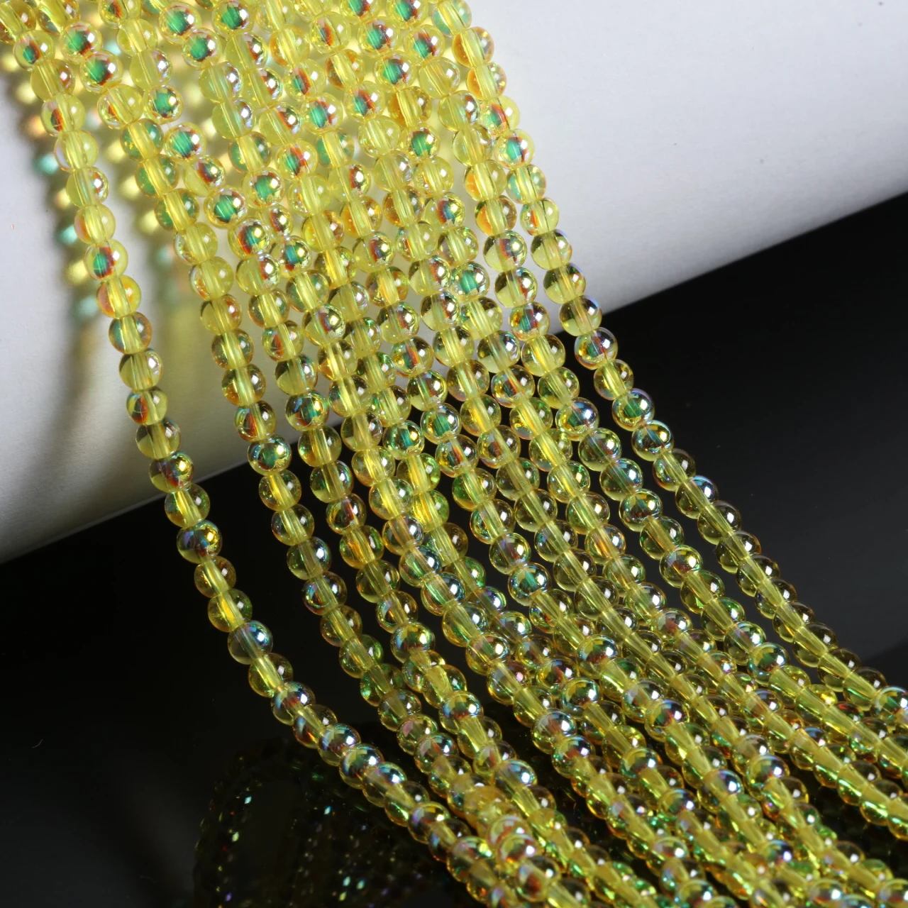 Iridescent Round Glass Beads for Jewelry Making – 4mm DIY Crafting Accessories