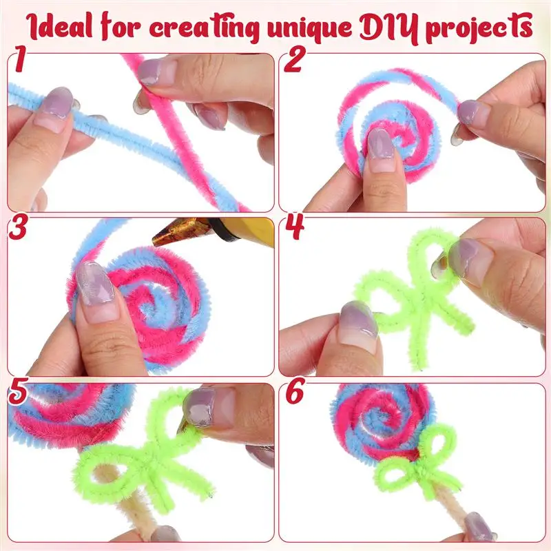 400 pcs Flexible Fuzzy Twisting Sticks Bendable Chenille Stems For DIY Crafts Handmade Flower Supplies