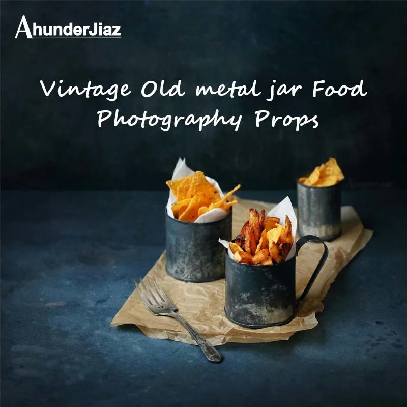 

Original Old Metal Cans Food Photography Props Retro Western Restaurant Cafe Burger Fries Fried Fish Box Basket Home Decoration