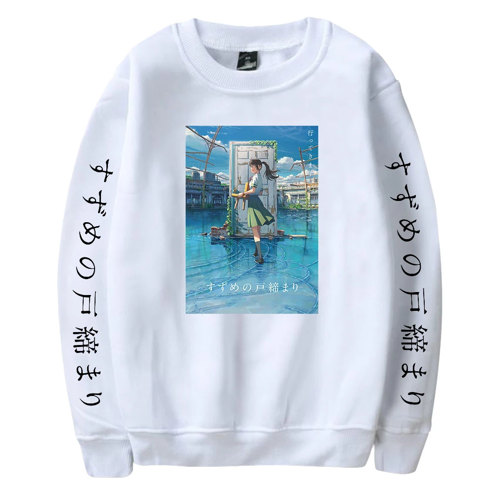 

2023 Suzume no Tojimari Crew Neck Hoodie Letter Pattern Printed Harajuku Unisex O-Neck Hoodie Clothes
