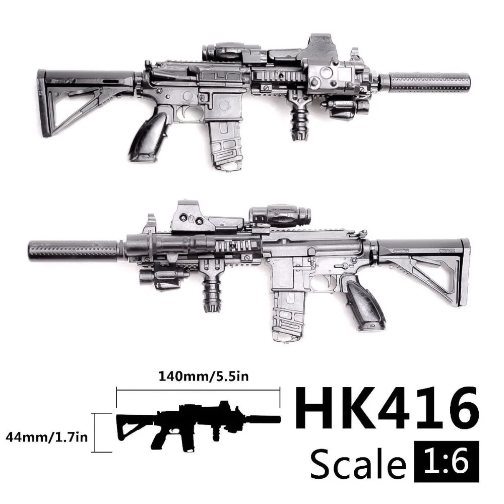 1/6th Mini Jigsaw Puzzle HK416 Automatic Rifle Plastic Black Gun Model Assemble Toy for 12inch Action Figures Soldier Model 3