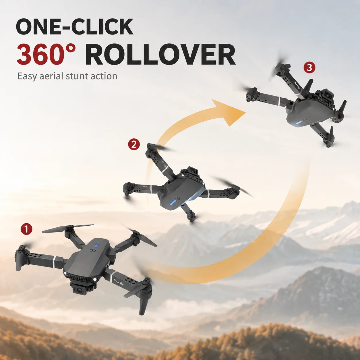 ZNLYRION E88 PRO Foldable RC Drone 8K Dual Camera WiFi FPV Quadcopter with Optical Flow Hovering 360° Flip One Key Takeoff Altitude Hold Remote Control Drone with Carrying Case for Beginners