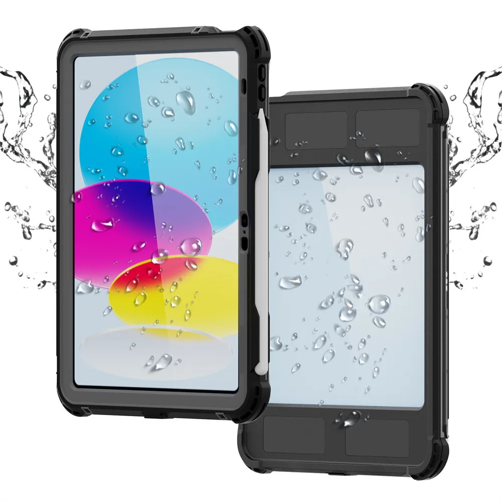 ShellBox Full Body Protection IP68 Waterproof Case for iPad 10.9 2022 Shockproof Heavy Duty Defender Cover with Pen Slot Holder