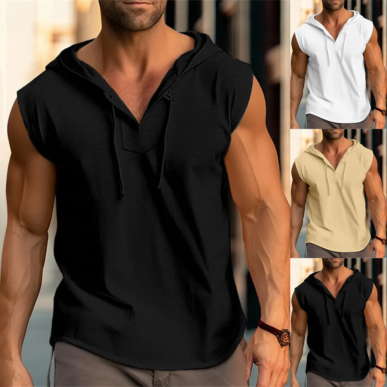 

Men's Short Sleeve Top Men's Tankn Casual Color Matching Tank Top Simple Versatile Comfortable Pullover футболка оверсайз