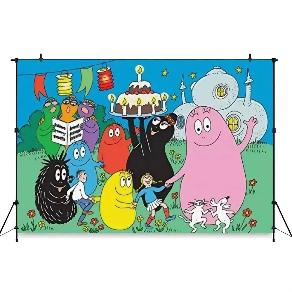 Barbapapa Cartoon Birthday Party Photo Backdrop