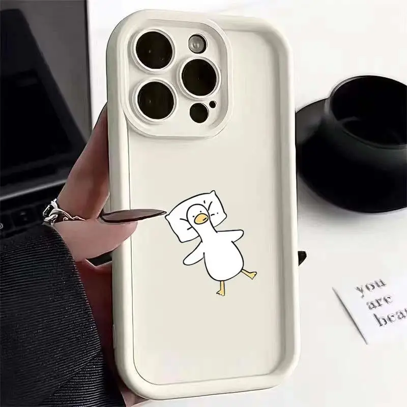 Whimsical Cartoon Lying Duck Phone Case