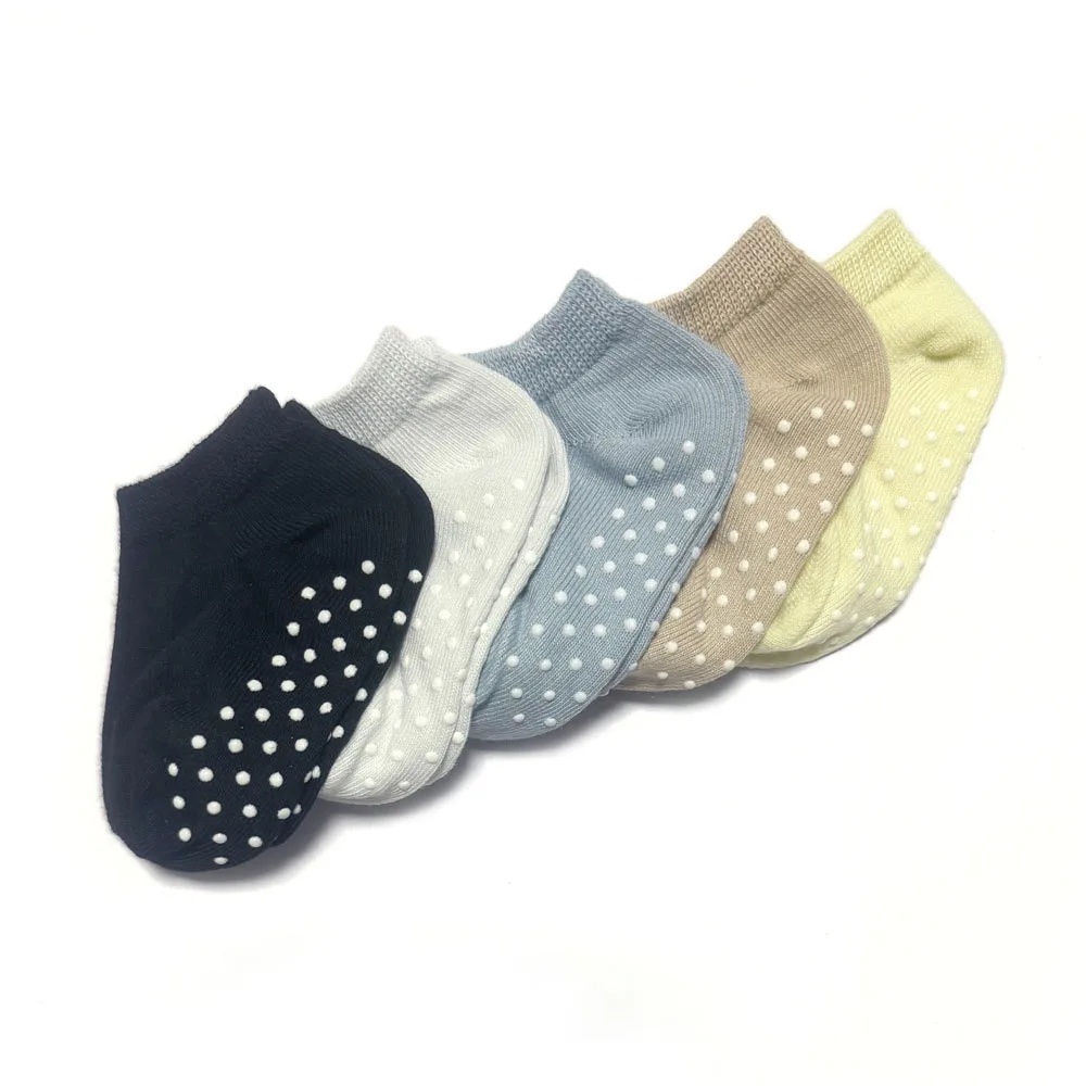 5 Pairs Kids Socks Non-slip Floor Socks For Toddler Baby Boys Girls White Ankle Socks 3