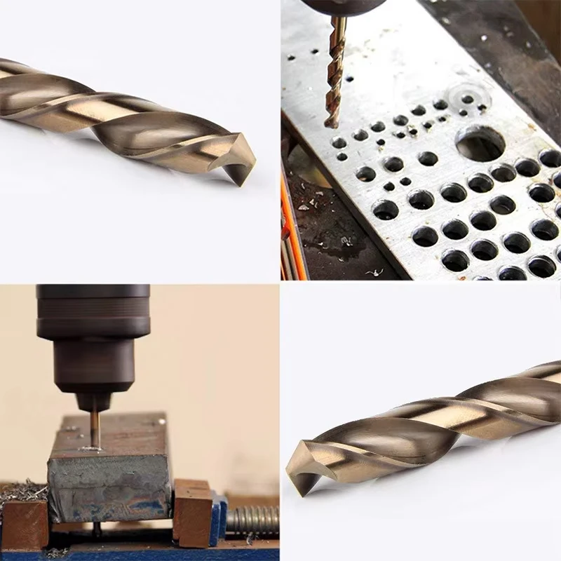 Drill bit set 15pc M35 cobalt contain Roasted yellow straight shank twist drill 1.5-10mm high speed steel full grinding hole opening tool set