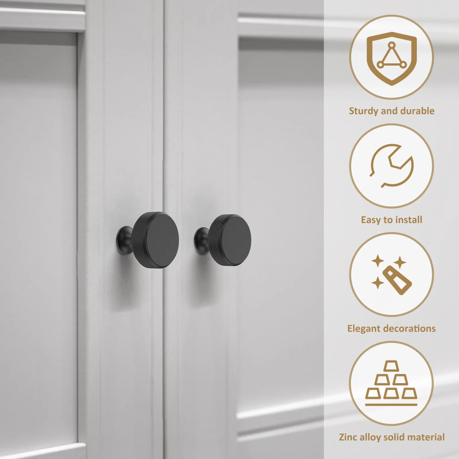 Furniture Handles Copper Cabinet Knobs Wardrobe Dresser Drawer Knobs Kitchen Cupboard Hardware Round Cabinet Door DIY