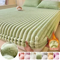 Thicken Plush Mattress Cover Bed Sheet Pad Protector Winter Warm Soft King Queen Quilted Bed Fitted Sheet Decor 90/120/150x200cm 1