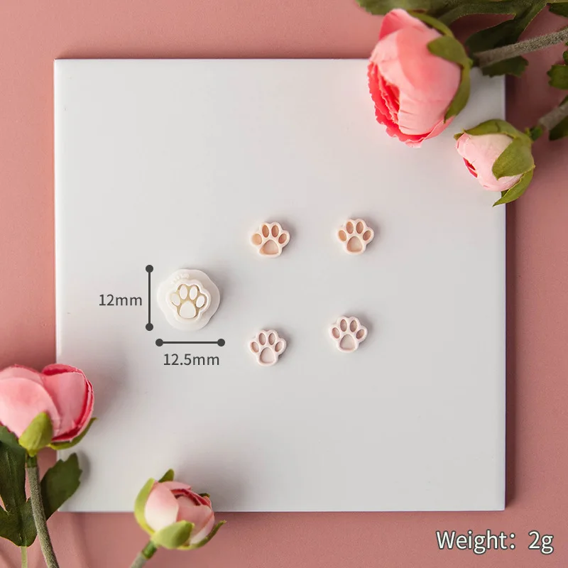 Cute Cartoon Paw Print Clay Cutter Animal Dog Cat Paw Print Polymer Clay Embossing Cutter Earring Jewelry Molds Tools