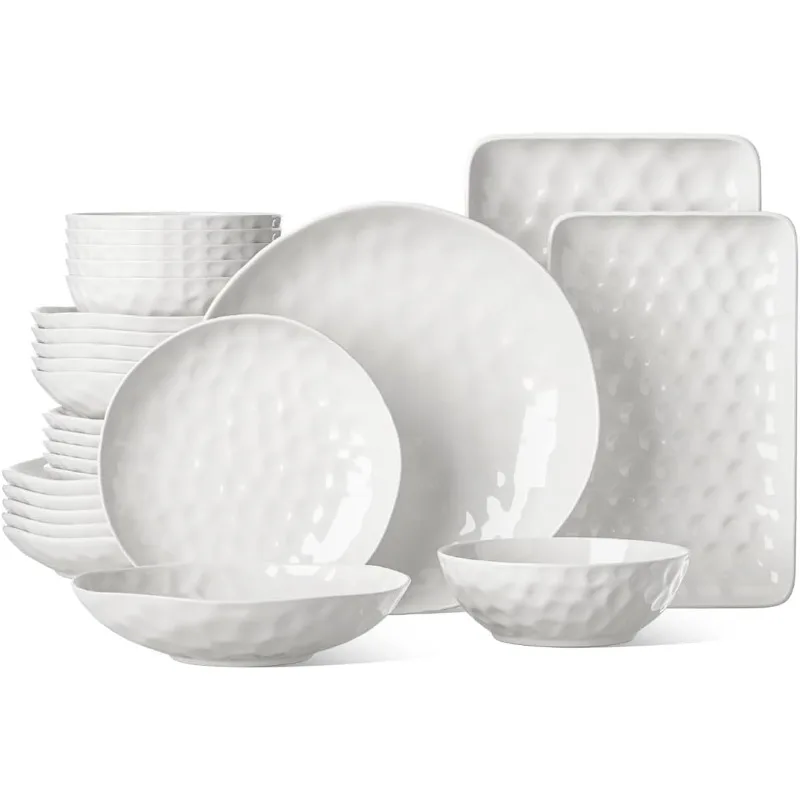 

Plates and Bowls Sets, 24 Piece Dinnerware Sets, Porcelain Dinner Set with Plates, Dishes, Bowls, Modern Dish Set for 6