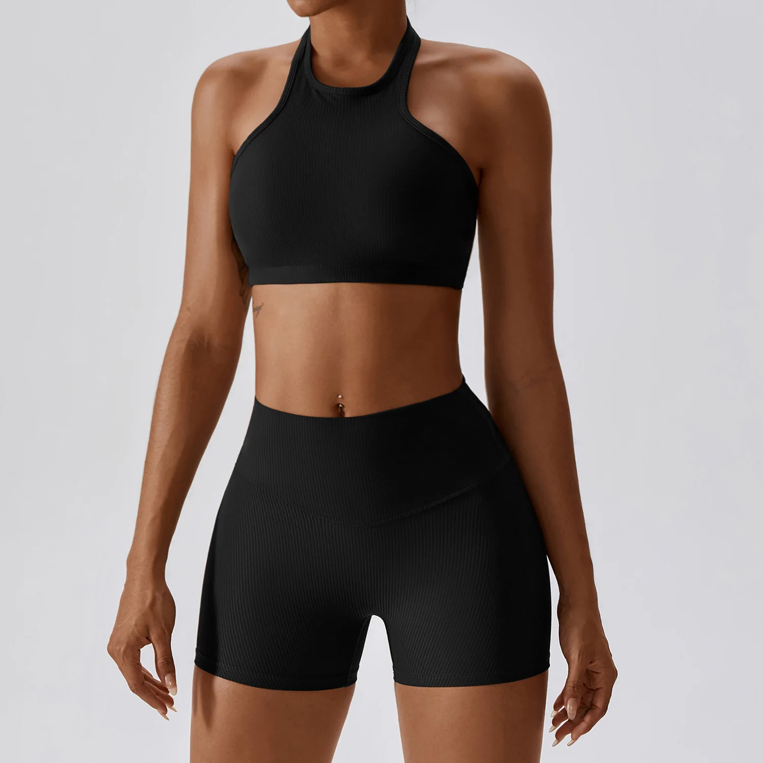 

Женский спортивный комплект MODITIN, красивый бюстгальтер, майка, бесшовные обтягивающие шорты, быстросохнущие удобные спортивные топы, леггинсы с эффектом пуш-ап, одежда для тренировок