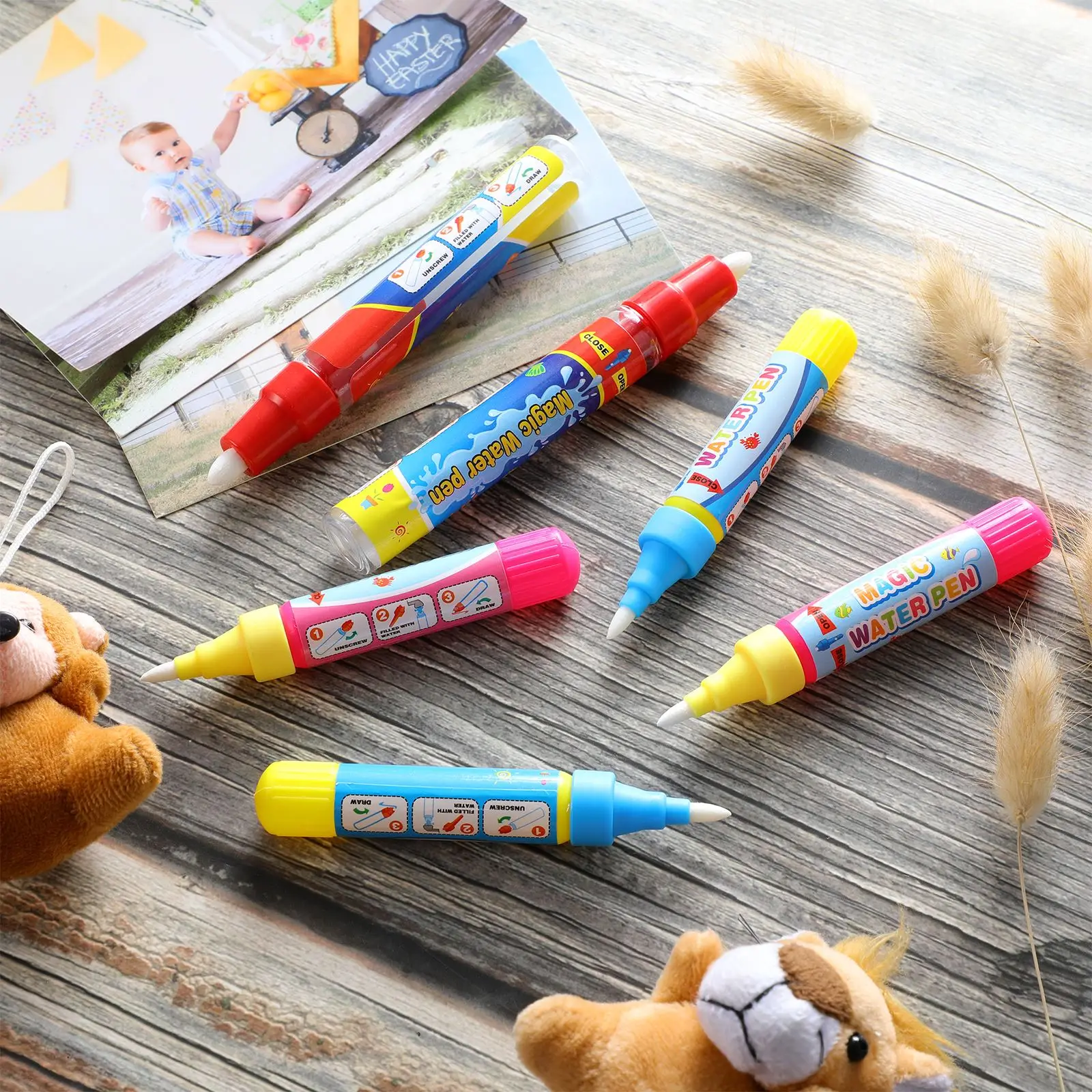 6pcs Magical Water Drawing Pen Kid Painting Water Writing Mat Pen Doodle Pens Replacement Tool Education for Kids water drawing pen