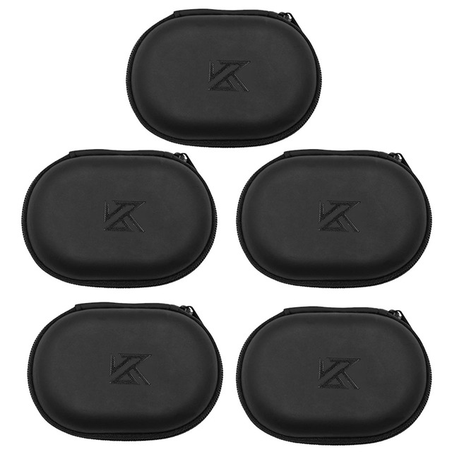 Earphones Oval Storage Bag Wired Headphones PU Zipper Storage Box Portable Hold Storage Case Container for KZ BA10 AS10 ES4