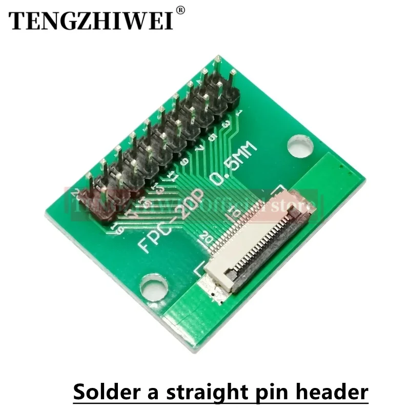 5PCS FFC/FPC adapter board 0.5MM-20P to 2.54MM welded 0.5MM-20P flip-top connector Welded straight and bent pin headers