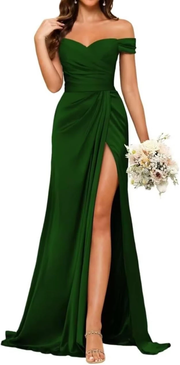 فساتين وصيفة الشرف طويلة من الساتان لحفلات الزفاف...