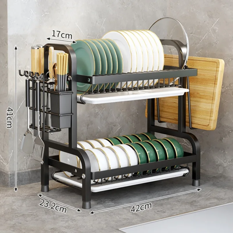 그릇 및 접시용 스테인리스 스틸 보관 랙, 배수 상자 플레이트, 다층 커트레이 배수구, 식기 정리함, 2 단