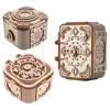 Wooden 3D Puzzle Assembly Creative DIY Secret Box Puzzle Storage Box Antique Vintage Clock Train Car Model Assembled Toy Gift 1