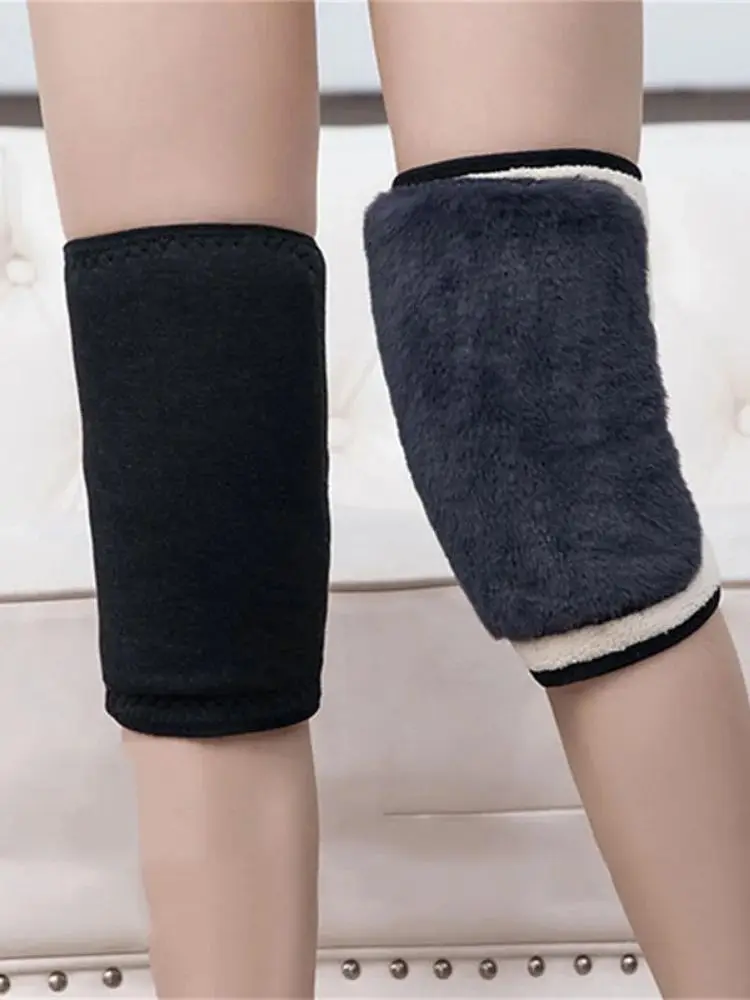  1PC Winter Warme Knie Pad Verdickt Plüsch Zwei-schicht Knie Abdeckung Kalt-beweis Thermische Einstellbare Ski Radfahren männer Frauen Bein Wärmer – Detail 5