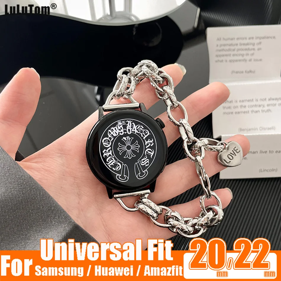 

Strap For Samsung Galaxy Amazfit Huawei Watch GT2 3 4 41mm 45mm 42mm 46mm Classic 5 Pro Active 2 20cm 22cm Metal Bracelet Band