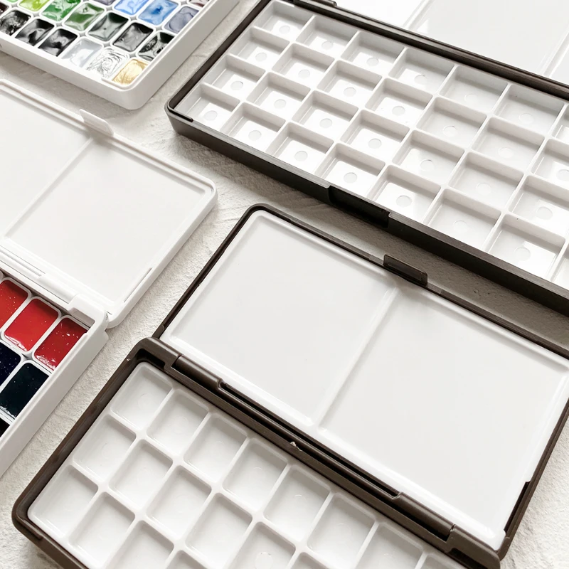 24/48 Grid Empty Watercolor Paint Packaging Box with Color Palette for Student Sketching Portable Aquarela Painting Art Supplies color palette,watercolor palette