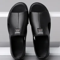 Sandales pour hommes marque chaussures décontractées en plein air mode chaussons pour hommes chaussures de plage confortables haute qualité en cuir hommes sandales plates 5