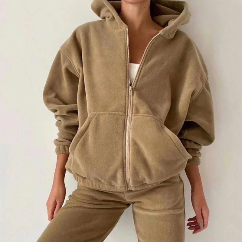 Women's New Pure Color Temperament Two-piece Simple Sports and Leisure Sweater Suit Women's Trend 2023 Autumn and Winter Fashion
