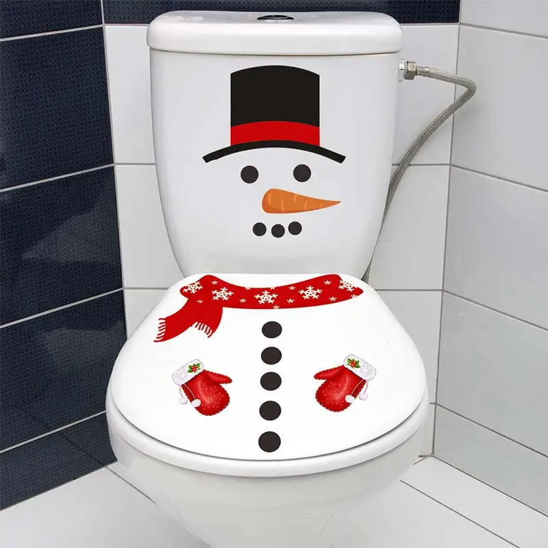Christmas Snowman Toilet Lid Decal Waterproof WC Removable Self-Adhesive Decor Household Stickers M999,vinyl stickers,toilet stickers,toilet wall stickers,toilet seat stickers