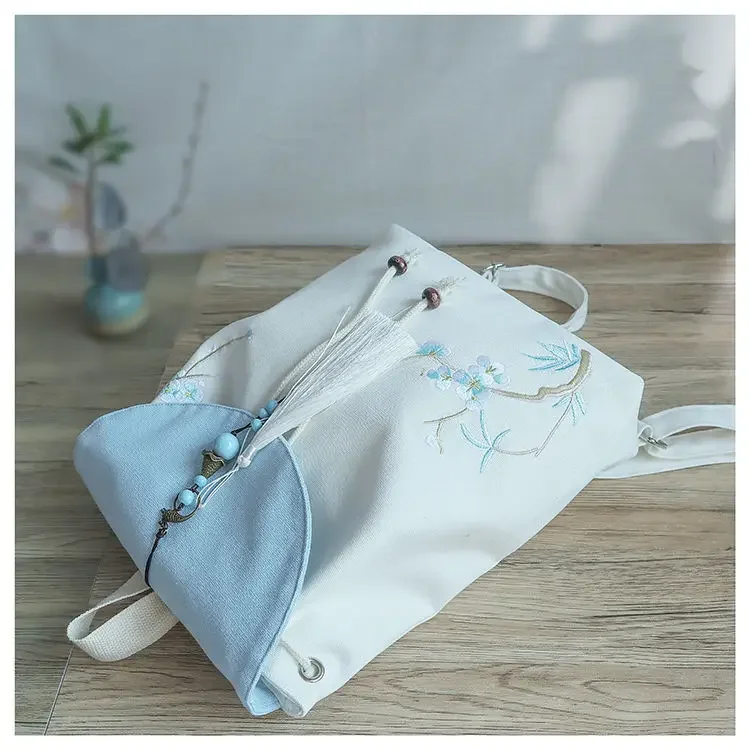Kids School Bags Flower Embroidery Chinese Style Canvas Bag Mochila Escolar Feminina Adolecente Mochilas Para Estudiantes 6