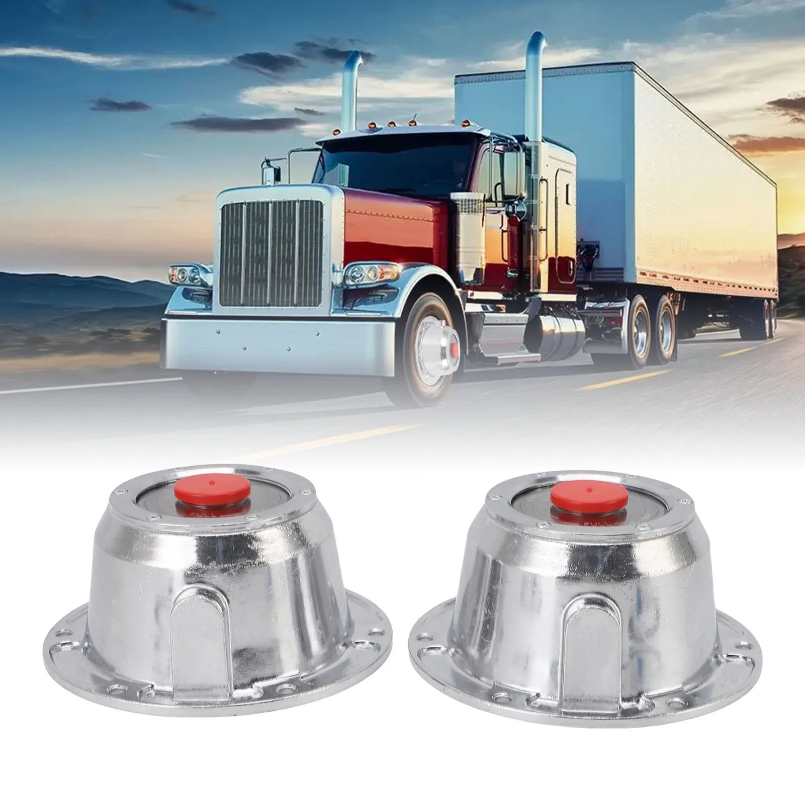 343-4195 High Strength Abrasion Proof 6 Bolt Holes Trailer Hubcaps Strong Sealing with Rubber Plugs and Gasket for Trailer Axle