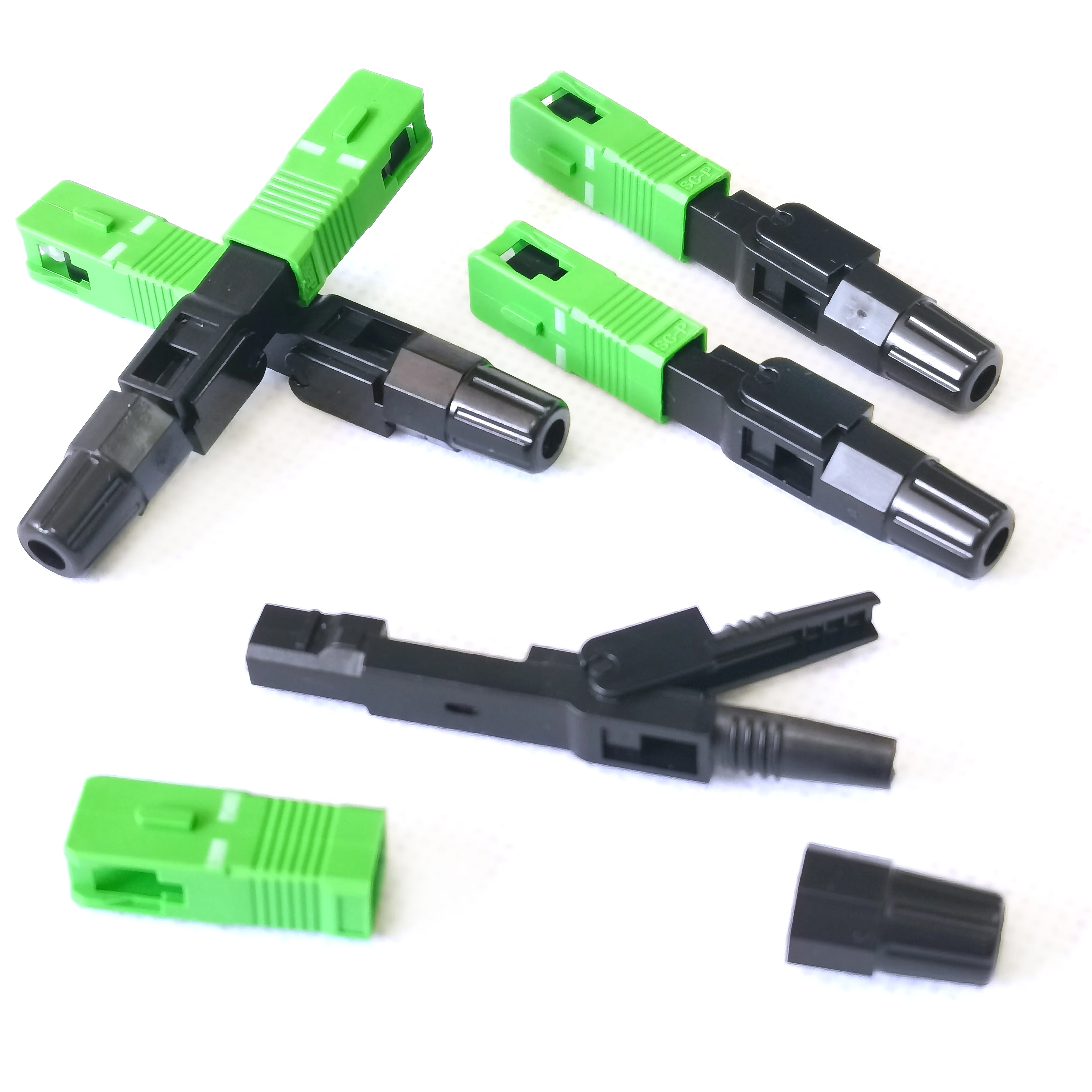 100pcs-sc-apc-fiber-optic-fast-connector-ftth-single-mode-fiber-optic-sc-quick-connector-adapter-embedded-field-assembly