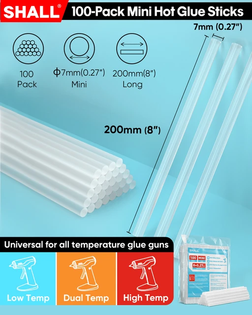 SHALL Mini Hot Glue Sticks 100-220 pack Clear Hot Melt Glue Gun Sticks for  All-Temp Mini Glue Guns for Festival Decoration - AliExpress