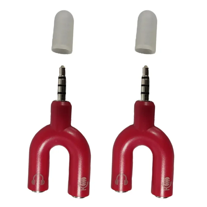 2팩 헤드셋 분배기 어댑터, U자형 3.5mm 4극 남성-2 x 3극 여성 헤드폰 Y 분배기 (오디오 스테레오 헤드폰용)