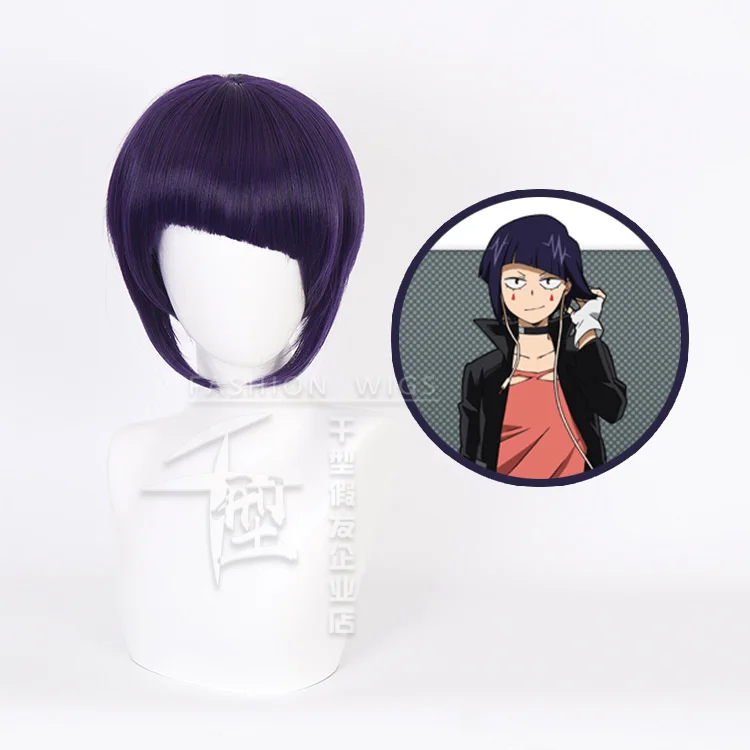 

My Hero Academia Jiro Kyoka Cosplay Wigs Anime Hair Short Purple Hair Heat Resistant Synthetic Halloween Free Wig Cap