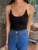New Invisible Strap Tank Top For Women Knit Ribbed Sleeveless Basic T-Shirt Cropped Corset Bustier Tops With Open Shoulder