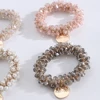 Fashion Crystal Pearl Hair Ties High Elastic Beaded Scrunchies Women Girls Ponytail Holder Rubber Band Bohemia Party Headwear
